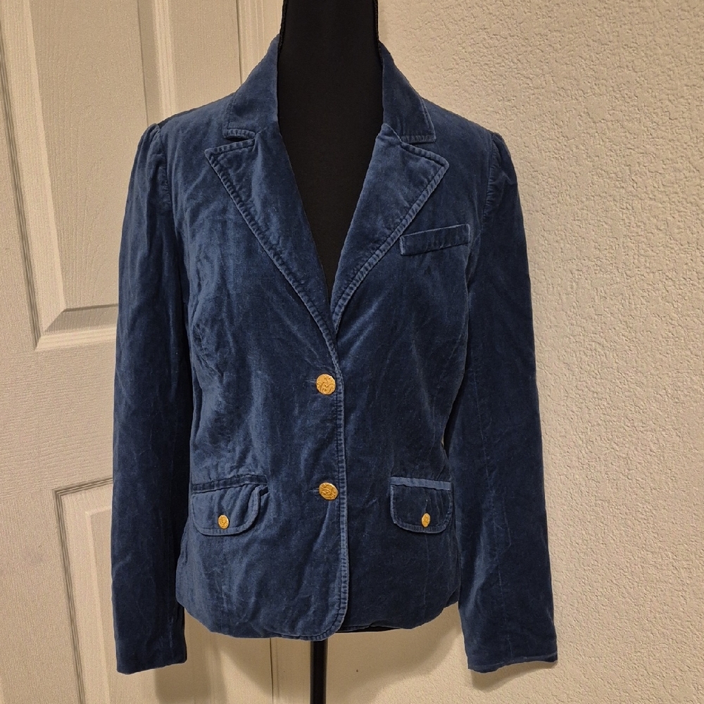 Old Navy Navy Blue Velvet Blazer with Gold Buttons